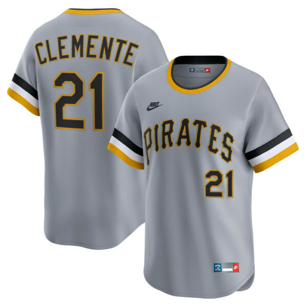 Men's Pittsburgh Pirates Roberto Clemente Nike Gray Throwback Cooperstown Collection Limited Jersey
