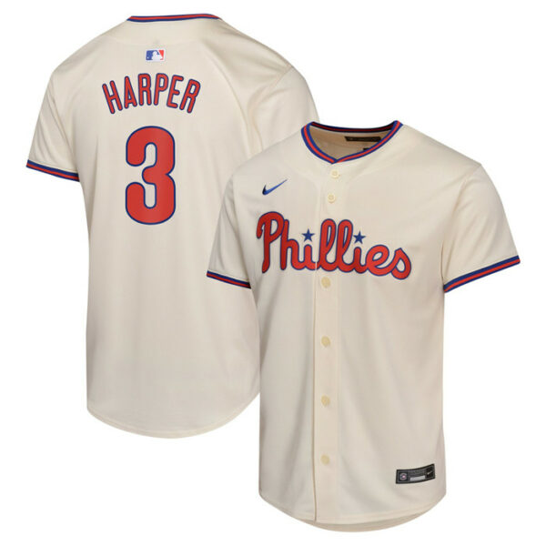 Youth Philadelphia Phillies Bryce Harper Nike Cream Alternate Limited Player Jersey