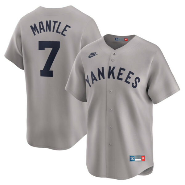 Men's New York Yankees Mickey Mantle Nike Gray Throwback Cooperstown Collection Limited Jersey