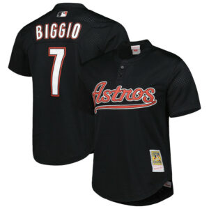 Men's Houston Astros Craig Biggio Mitchell & Ness Black Cooperstown Collection Mesh Batting Practice Jersey