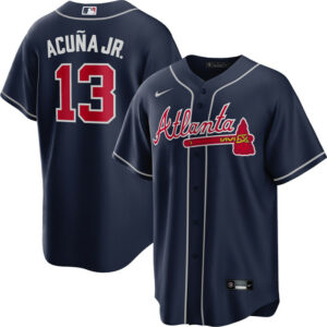 Men's Atlanta Braves Ronald Acuna Jr. Nike Navy Big & Tall Alternate Replica Player Jersey