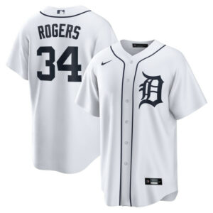 Men's Detroit Tigers Jake Rogers Nike White Home Replica Jersey
