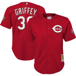 Youth Cincinnati Reds Ken Griffey Jr. Mitchell & Ness Red Cooperstown Collectionï¿½Mesh Batting Practice Jersey