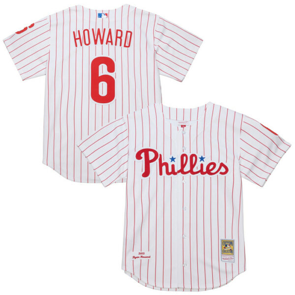 Men's Philadelphia Phillies Ryan Howard Mitchell & Ness White Cooperstown Collection Jersey
