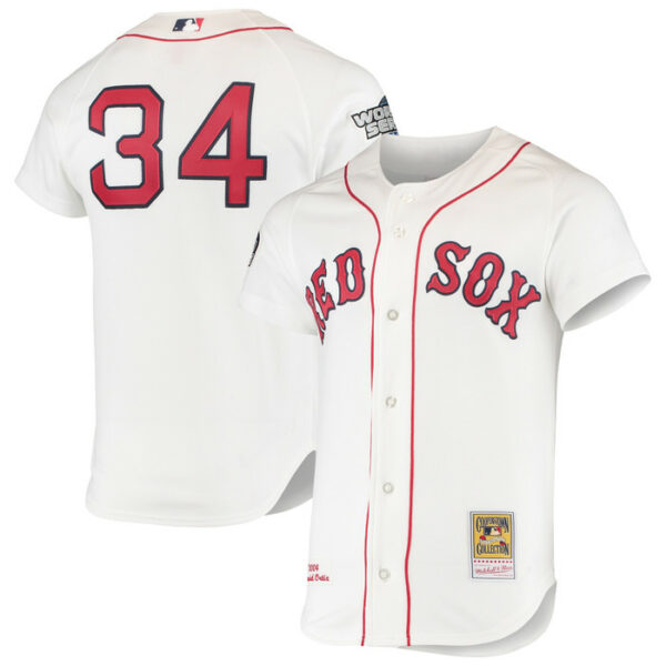 Men's Boston Red Sox David Ortiz Mitchell & Ness White 2004 Cooperstown Collection Home Jersey