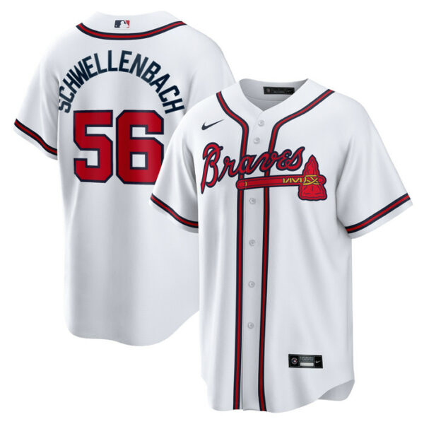 Men's Atlanta Braves Spencer Schwellenbach Nike White Home Replica Jersey