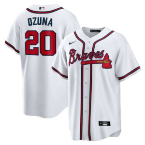 Men's Atlanta Braves Marcell Ozuna Nike White Home Replica Jersey