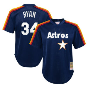 Youth Houston Astros Nolan Ryan Mitchell & Ness Navy Cooperstown Collectionï¿½Mesh Batting Practice Jersey