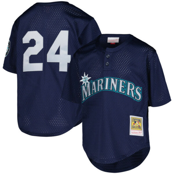 Youth Seattle Mariners Ken Griffey Jr. Mitchell & Ness Navy Cooperstown Collectionï¿½Mesh Batting Practice Jersey