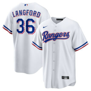Men's Texas Rangers Wyatt Langford Nike White Home Replica Jersey