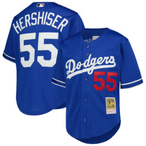Youth Los Angeles Dodgers Orel Hershiser Mitchell & Ness Royal Cooperstown Collectionï¿½Mesh Batting Practice Jersey