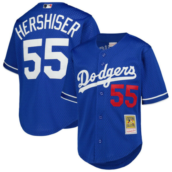 Youth Los Angeles Dodgers Orel Hershiser Mitchell & Ness Royal Cooperstown Collectionï¿½Mesh Batting Practice Jersey
