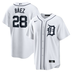 Men's Detroit Tigers Javier Baez Nike White Home Replica Player Jersey