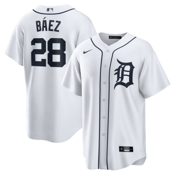 Men's Detroit Tigers Javier Baez Nike White Home Replica Player Jersey