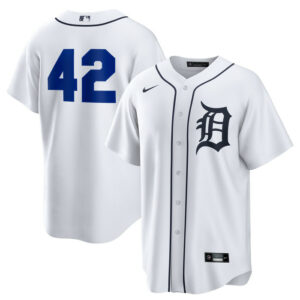 Men's Detroit Tigers Nike White Home 2025 Jackie Robinson Day Replica Jersey