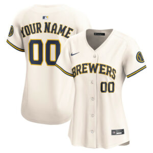 Women's Milwaukee Brewers Nike Cream Home Limited Custom Jersey
