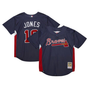 Men's Atlanta Braves Chipper Jones Mitchell & Ness Navy Cooperstown Collection 2007 Batting Practice Jersey