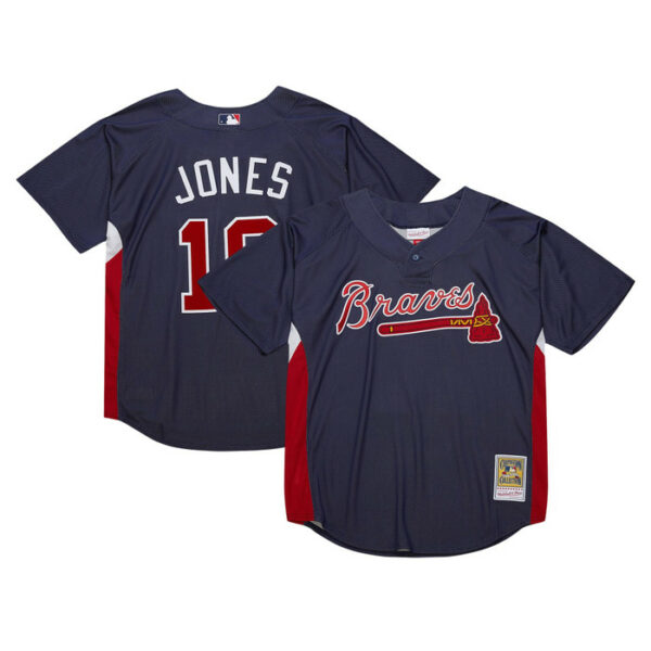 Men's Atlanta Braves Chipper Jones Mitchell & Ness Navy Cooperstown Collection 2007 Batting Practice Jersey