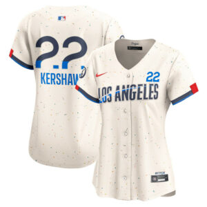 Women's Los Angeles Dodgers Clayton Kershaw Nike Cream 2024 City Connect Limited Player Jersey