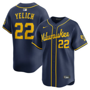 Men's Milwaukee Brewers Christian Yelich Nike Navy Alternate Limited Jersey