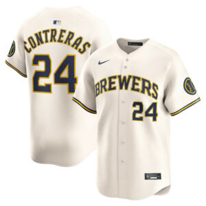 Men's Milwaukee Brewers William Contreras Nike Cream Home Limited Player Jersey