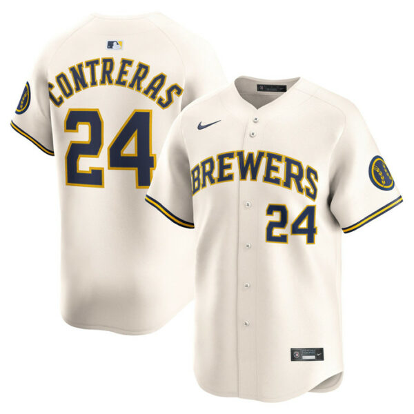 Men's Milwaukee Brewers William Contreras Nike Cream Home Limited Player Jersey