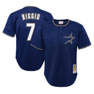 Youth Houston Astros Craig Biggio Mitchell & Ness Navy Cooperstown Collectionï¿½Mesh Batting Practice Jersey