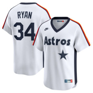 Men's Houston Astros Nolan Ryan Nike White Throwback Cooperstown Collection Limited Jersey