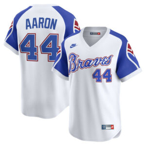 Men's Atlanta Braves Hank Aaron Nike White Throwback Cooperstown Collection Limited Jersey
