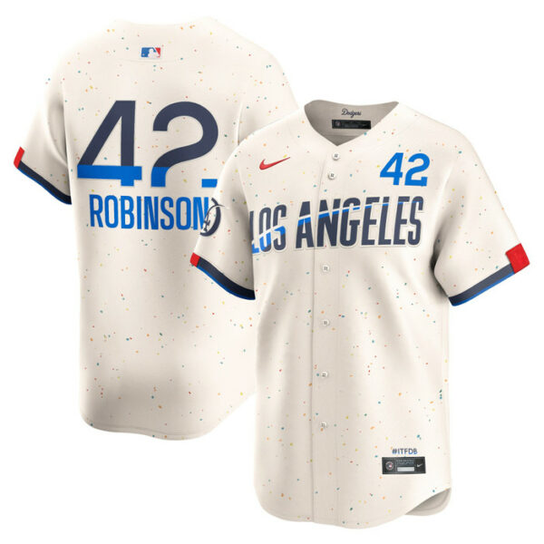Men's Los Angeles Dodgers Jackie Robinson Nike Cream 2024 City Connect Limited Player Jersey