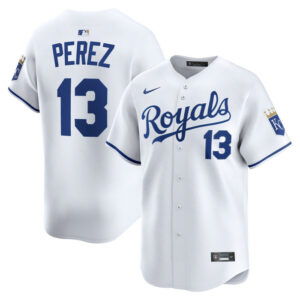 Men's Kansas City Royals Salvador Perez Nike White Home Limited Player Jersey