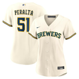 Women's Milwaukee Brewers Freddy Peralta Nike Cream Home Replica Jersey