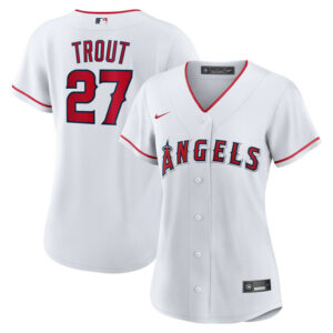 Women's Los Angeles Angels Mike Trout Nike White Home Replica Player Jersey