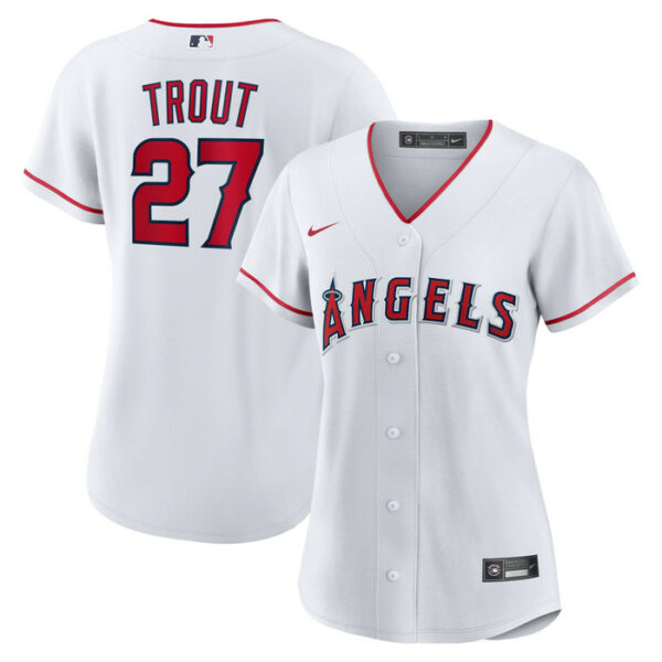 Women's Los Angeles Angels Mike Trout Nike White Home Replica Player Jersey