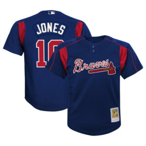 Youth Atlanta Braves Chipper Jones Mitchell & Ness Navy Cooperstown Collectionï¿½Mesh Batting Practice Jersey
