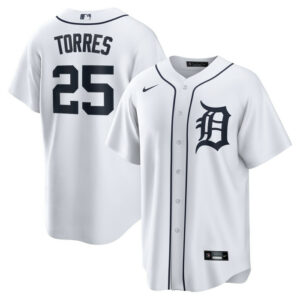 Men's Detroit Tigers Gleyber Torres Nike White Home Replica Jersey