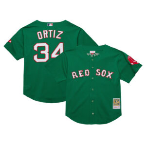 Youth Boston Red Sox David Ortiz Mitchell & Ness Green Cooperstown Collectionï¿½Mesh Batting Practice Jersey