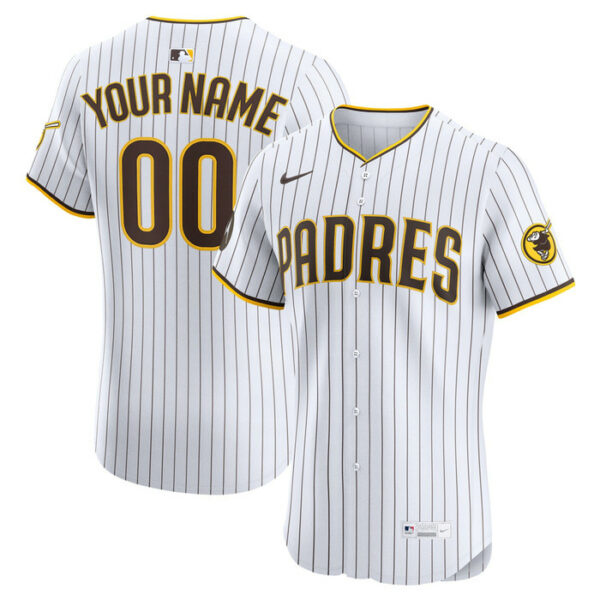 Men's San Diego Padres Nike White Home Elite Sponsor Patch Custom Jersey