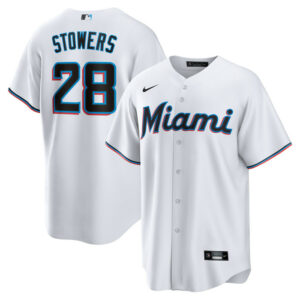 Men's Miami Marlins Kyle Stowers Nike White Home Replica Jersey