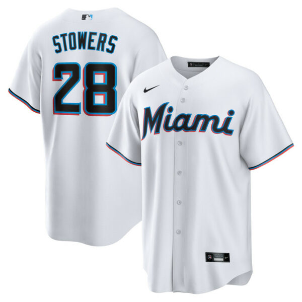 Men's Miami Marlins Kyle Stowers Nike White Home Replica Jersey