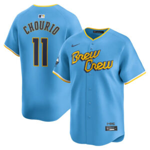 Men's Milwaukee Brewers Jackson Chourio Nike Powder Blue City Connect Limited Jersey