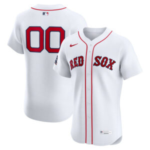 Men's Boston Red Sox Nike White Home Elite Sponsor Patch Custom Jersey