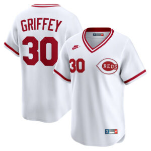 Men's Cincinnati Reds Ken Griffey Nike White Throwback Cooperstown Collection Limited Jersey