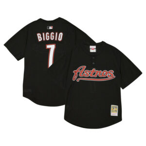 Men's Houston Astros Craig Biggio Profile Black Big & Tall Cooperstown Collection Mesh Batting Practice Jersey