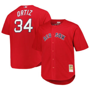 Men's Boston Red Sox David Ortiz Mitchell & Ness Red Big & Tall Cooperstown Collection Batting Practice Replica Jersey