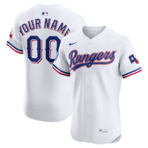 Men's Texas Rangers Nike White Home Elite Sponsor Patch Custom Jersey