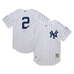 Men's New York Yankees Derek Jeter Mitchell & Ness White 2014 Cooperstown Collection Throwback Jersey