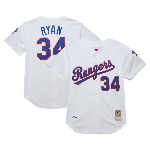 Men's Texas Rangers Nolan Ryan Mitchell & Ness White 1993 Cooperstown Collection Jersey