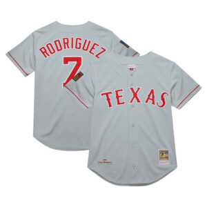 Men's Texas Rangers Ivan Rodriguez Mitchell & Ness Gray 1994 Cooperstown Collection Dark Jersey