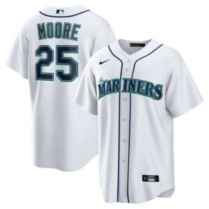 Men's Seattle Mariners Dylan Moore Nike White Home Replica Jersey